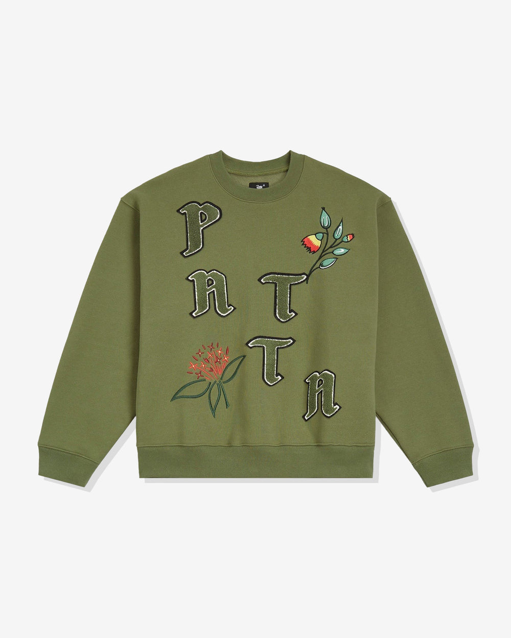 PATTA FLOWERS CREWNECK - LODENGREEN