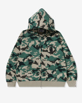 BAPE WOODLAND CAMO LOOSE FIT FULL ZIP HOODIE - OLIVE