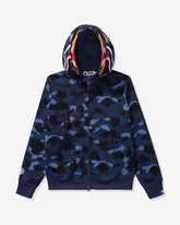 BAPE COLOR CAMO TIGER SHARK WIDE FULL ZIP DOUBLE - NAVY