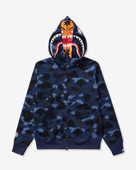 BAPE COLOR CAMO TIGER SHARK WIDE FULL ZIP DOUBLE - NAVY