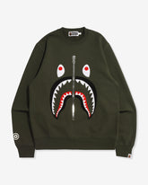 BAPE PATCHED SHARK CREWNECK - OLIVEDRAB