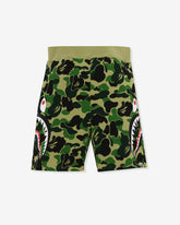 BAPE BIG ABC CAMO SIDE SHARK SWEAT SHORTS - GREEN
