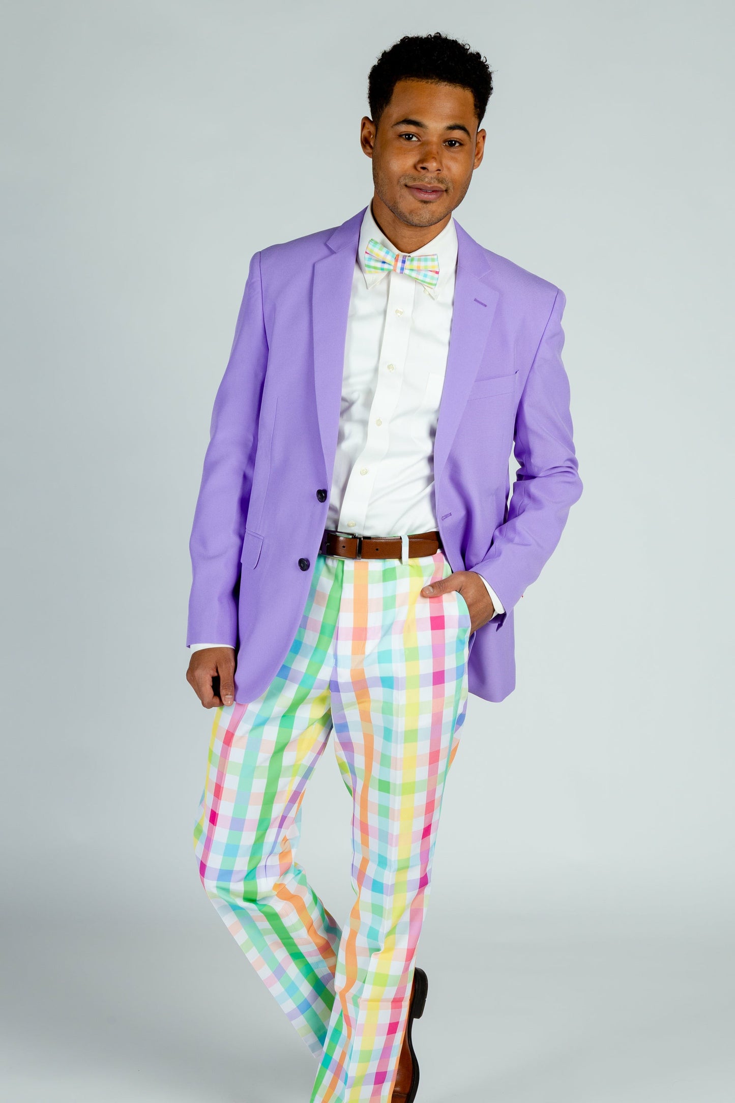 Shinesty Men's Suit Pants - Pastel Plaid Pants