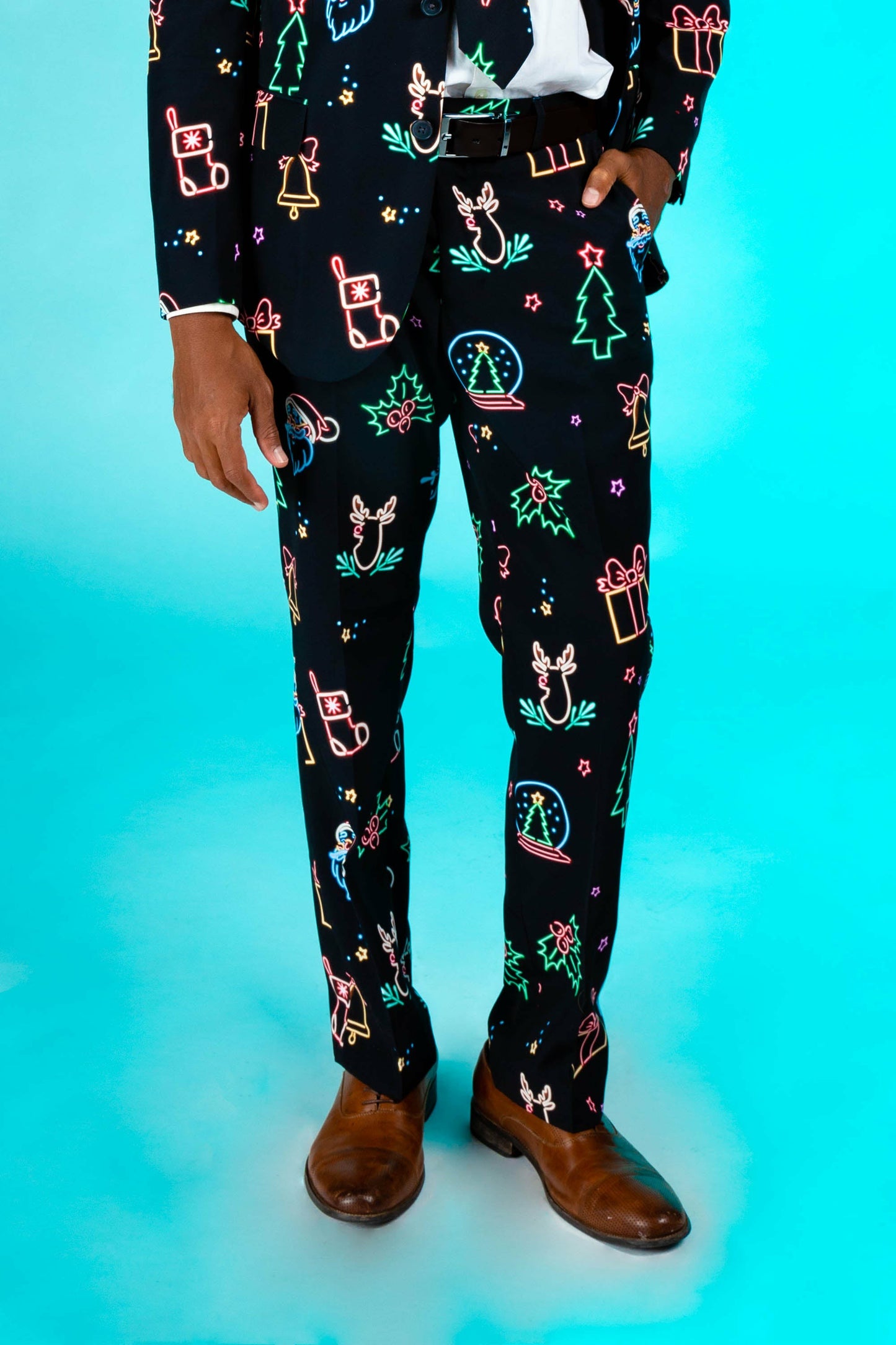 Shinesty Men's Suit Pants - Neon Lights Christmas