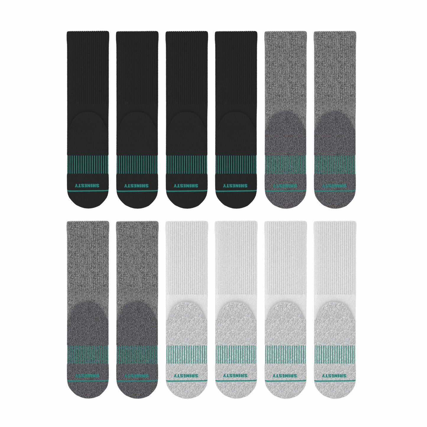 Shinesty Black, Gray and White Heel Hammock™ Crew Socks 12 Pack - The Staple