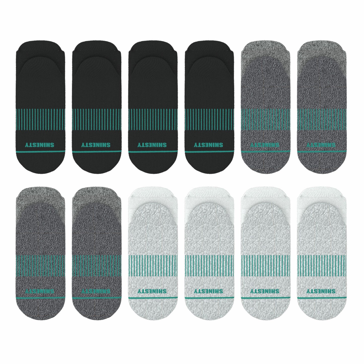 Shinesty Black, Gray and White Heel Hammock™ Ankle Socks 12 Pack - The Staple
