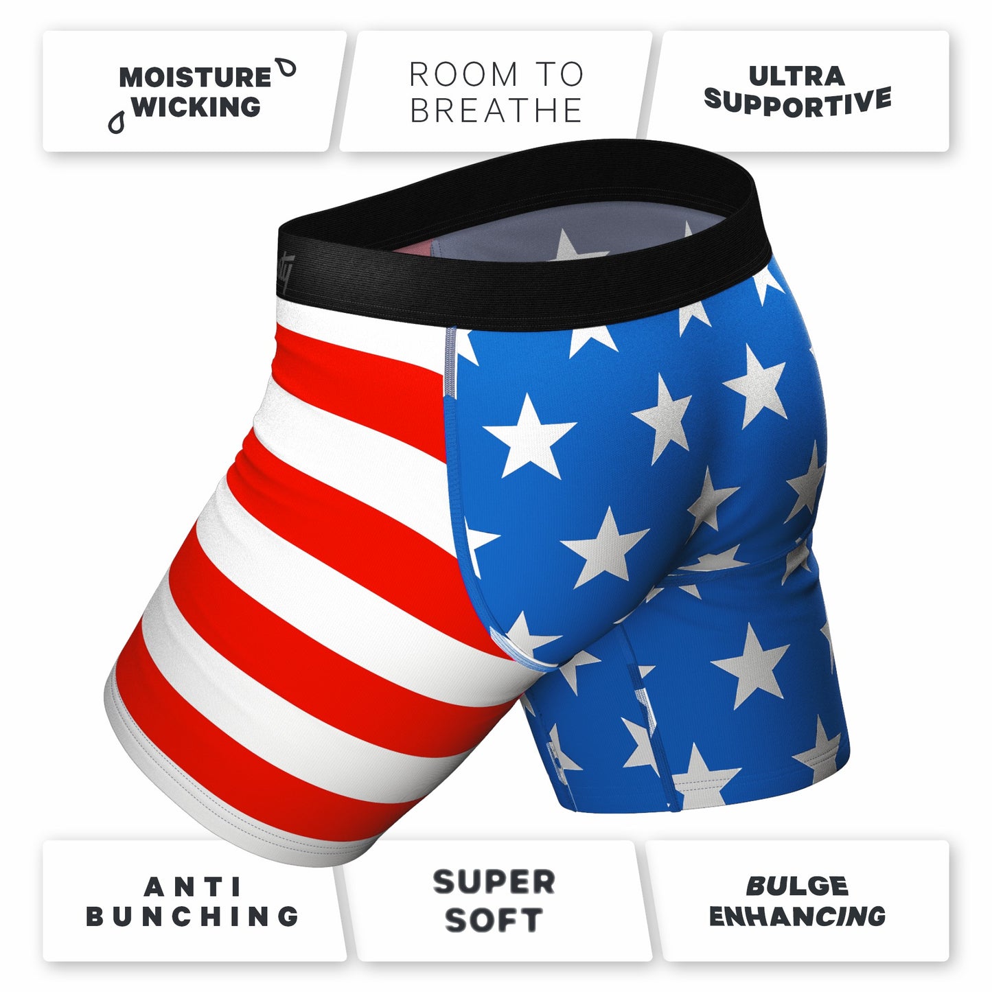 Shinesty Long Leg Ball Hammock® Pouch Boxers With Fly - USA Mascot Eagle