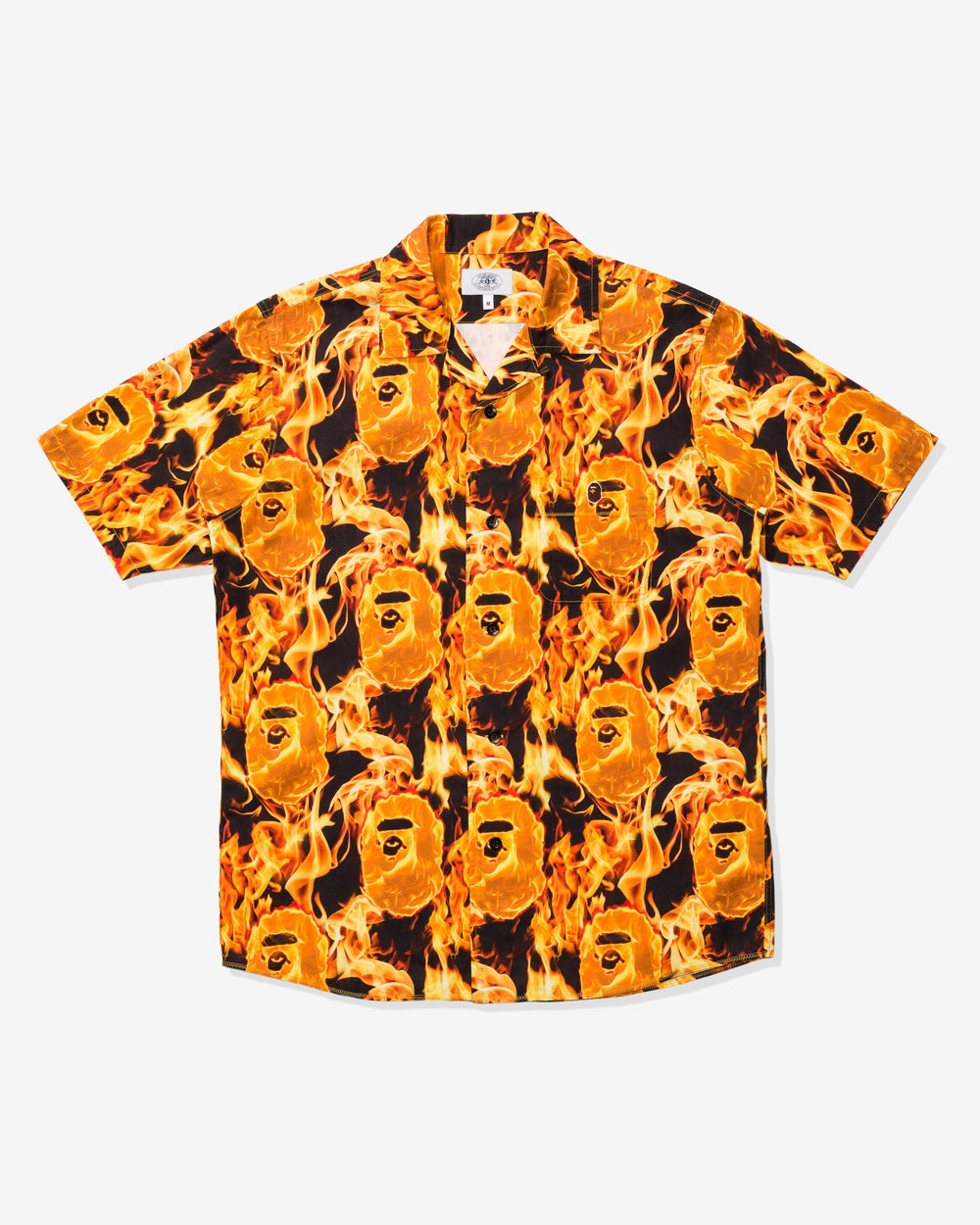 BAPE FLAME OPEN COLLAR SHIRT - ORANGE