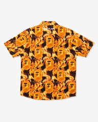 BAPE FLAME OPEN COLLAR SHIRT - ORANGE