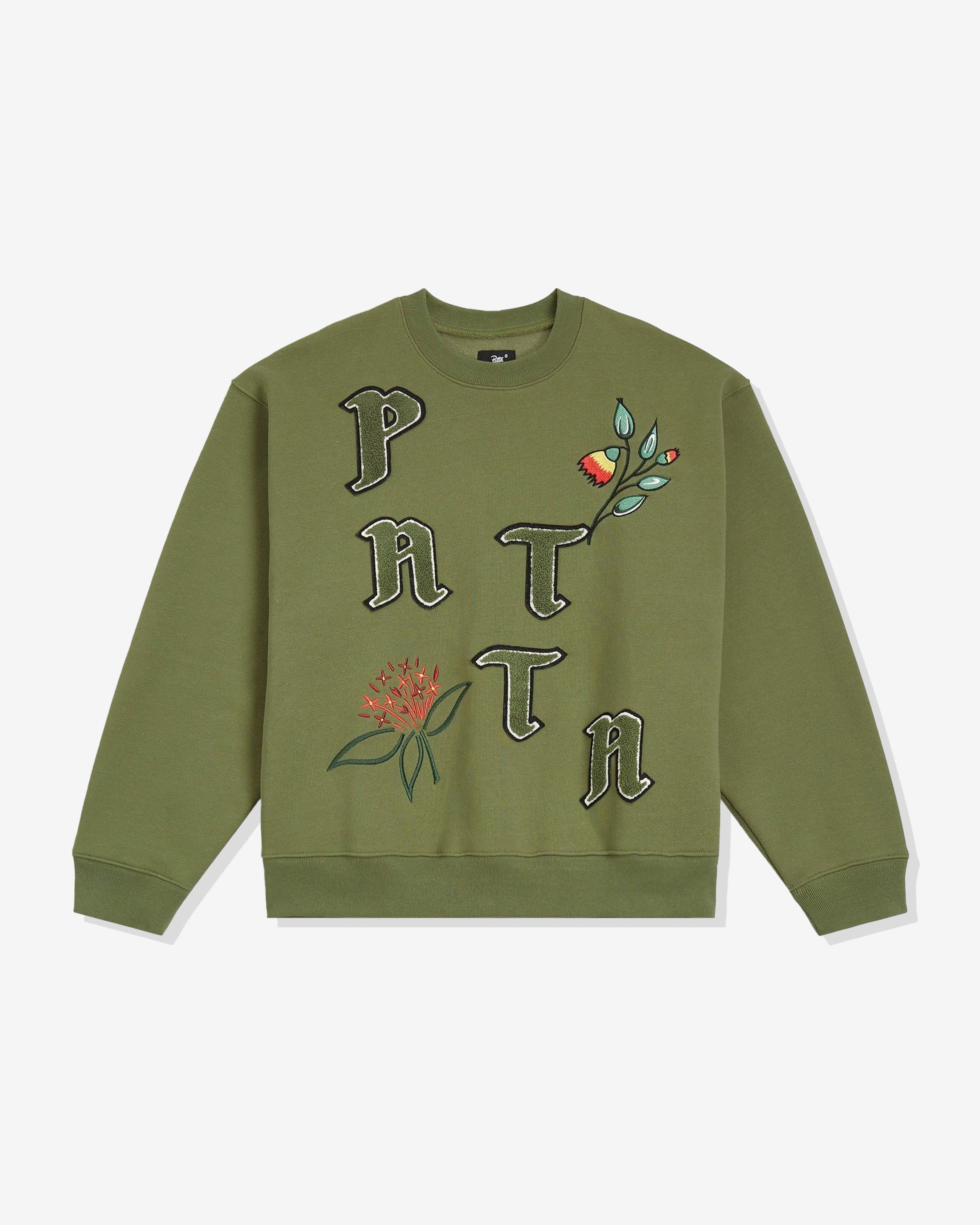 PATTA FLOWERS CREWNECK - LODENGREEN