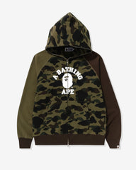 BAPE 1ST CAMO CRAZY COLLEGE FULL ZIP HOODIE - GREEN