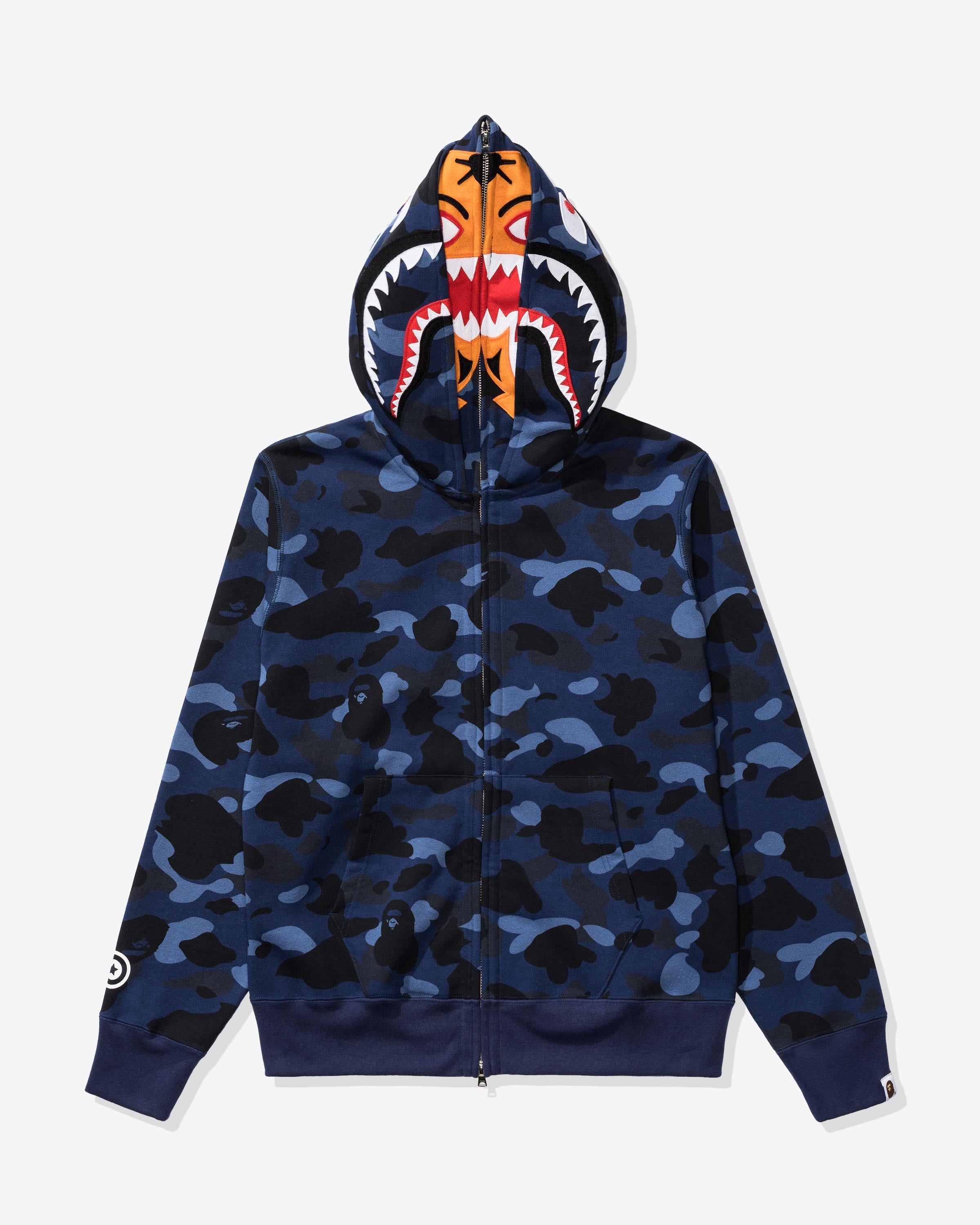 BAPE COLOR CAMO TIGER SHARK WIDE FULL ZIP DOUBLE - NAVY