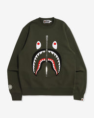 BAPE PATCHED SHARK CREWNECK - OLIVEDRAB
