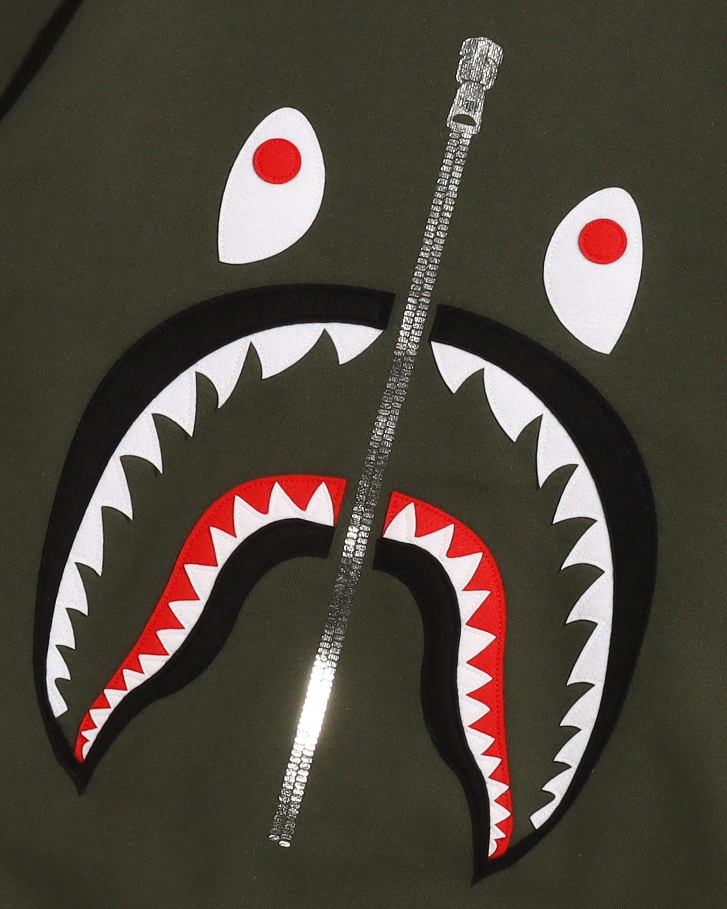 BAPE PATCHED SHARK CREWNECK - OLIVEDRAB