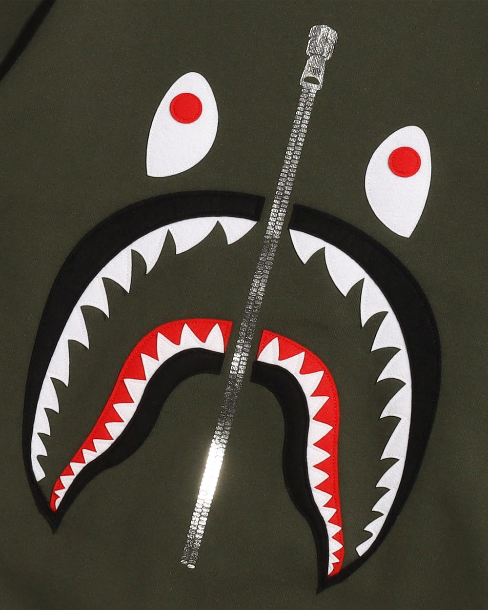 BAPE PATCHED SHARK CREWNECK - OLIVEDRAB
