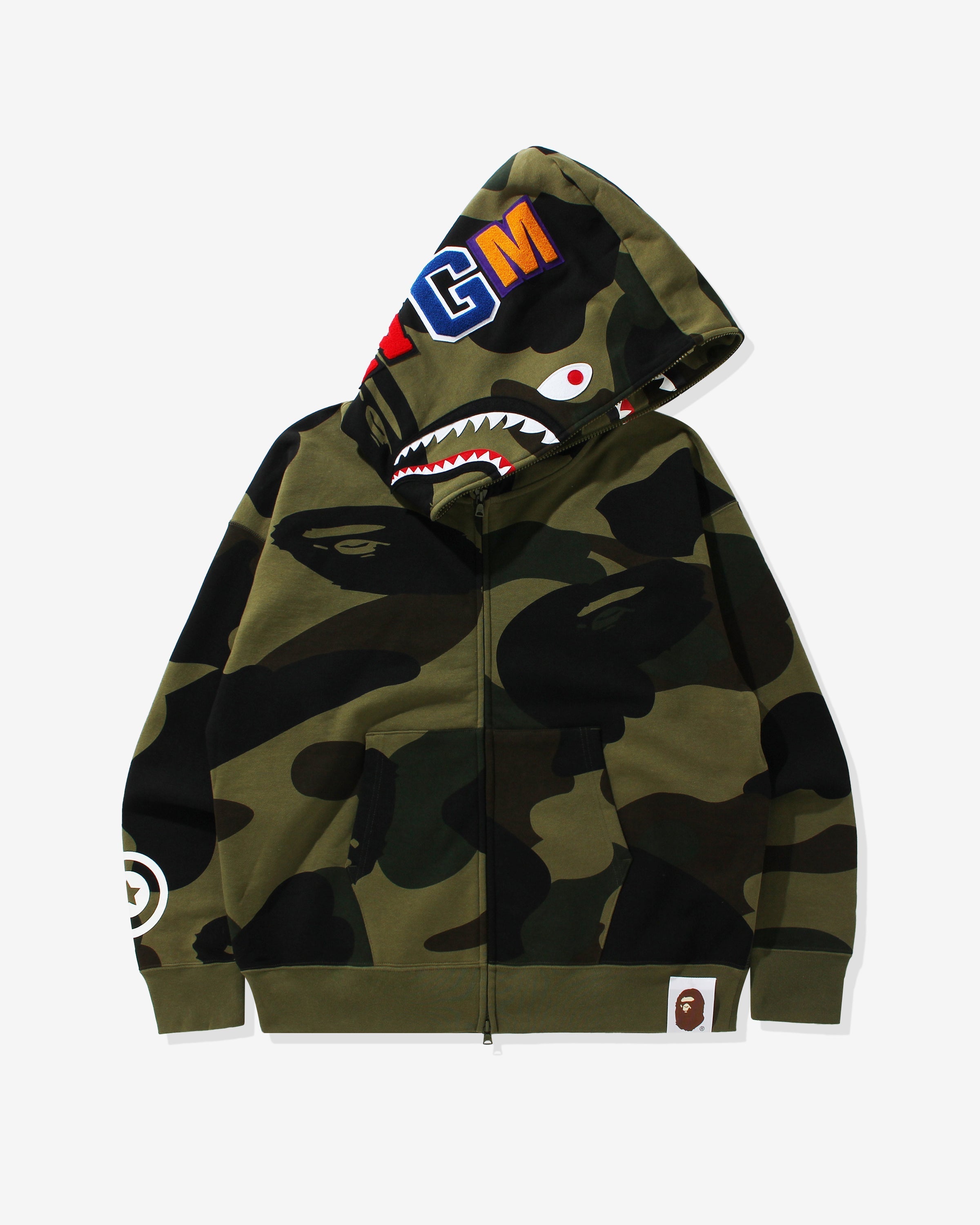 BAPE GIANT 1ST CAMO SHARK LOOSE FIT FULL ZIP - GREEN