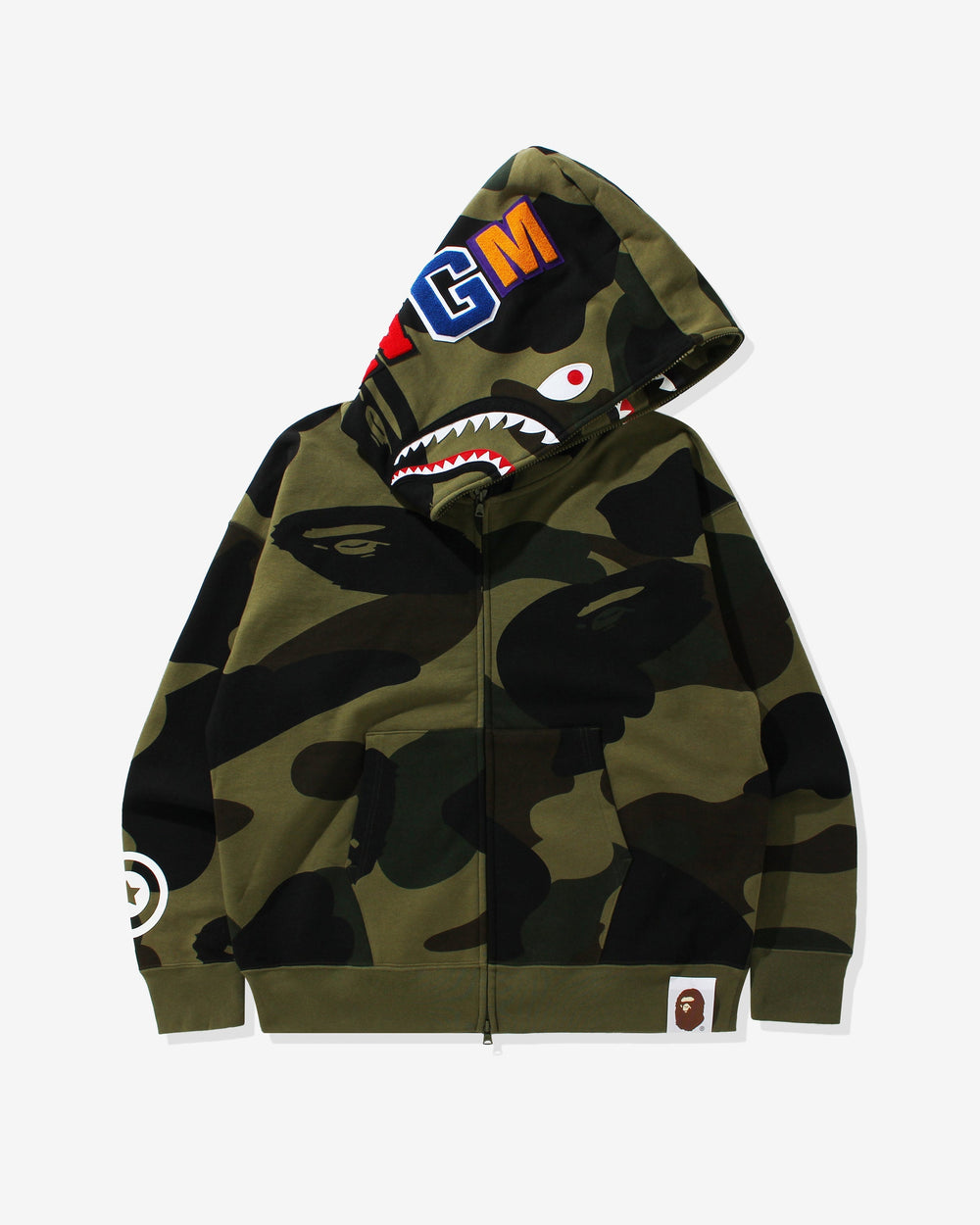 BAPE GIANT 1ST CAMO SHARK LOOSE FIT FULL ZIP - GREEN