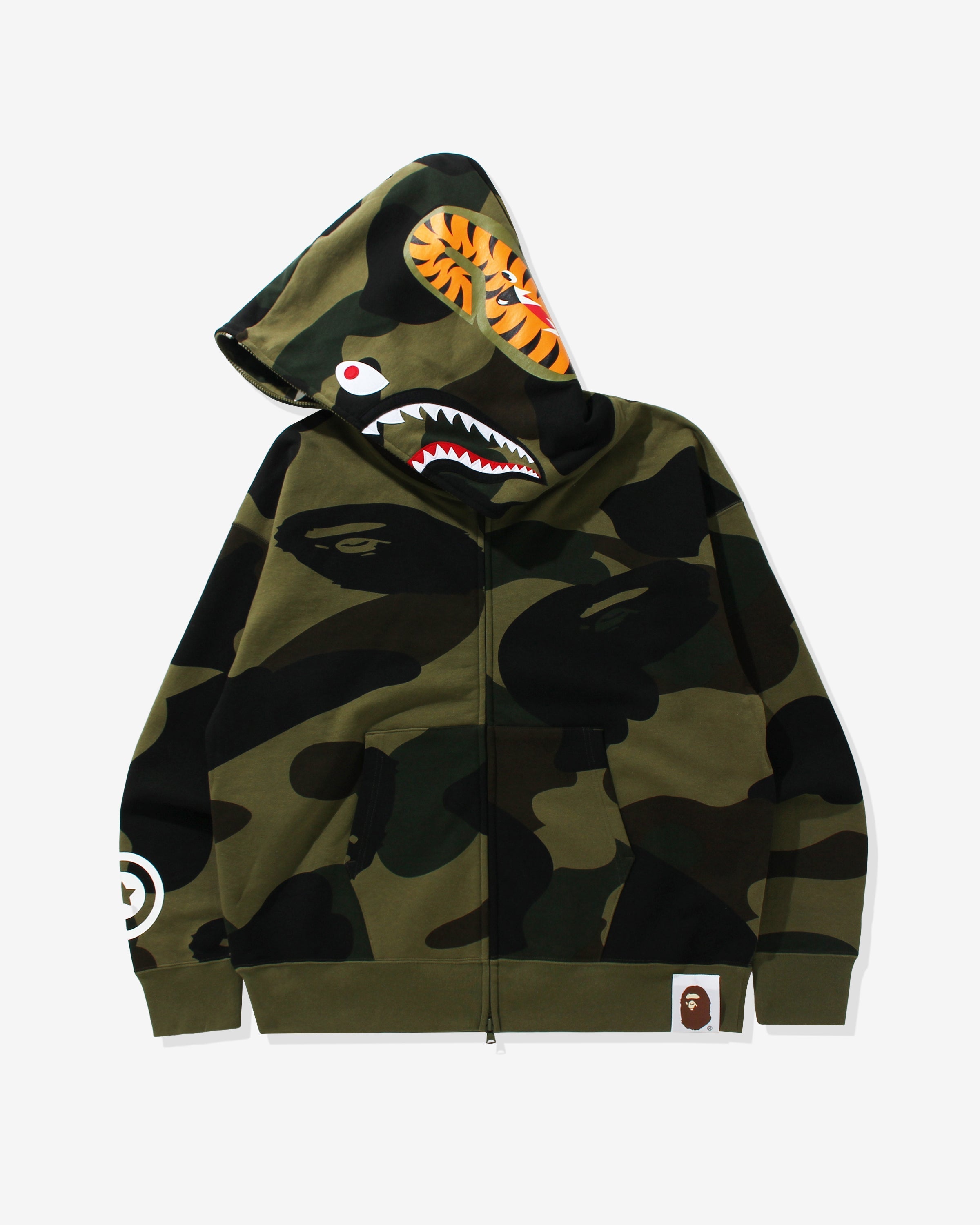 BAPE GIANT 1ST CAMO SHARK LOOSE FIT FULL ZIP - GREEN