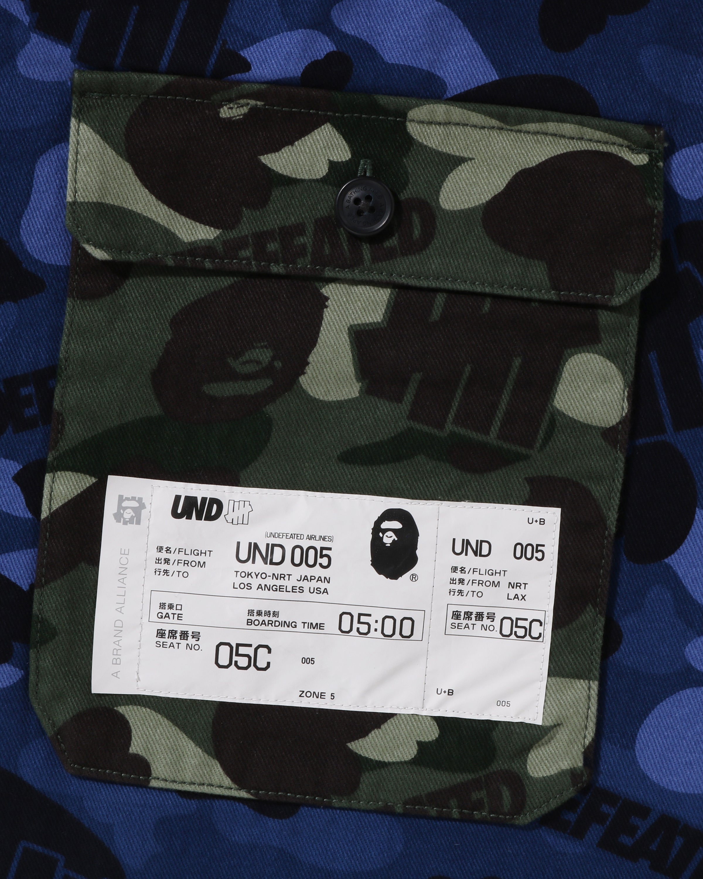 BAPE X UNDEFEATED COLOR CAMO FLANNEL JACKET - NAVY