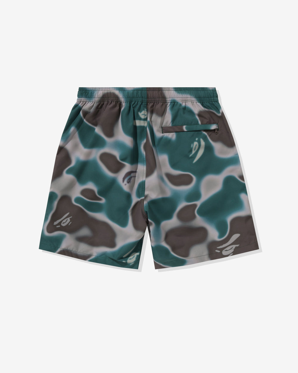 BAPE LIQUID CAMO ONE POINT BEACH SHORTS - OLIVEDRAB