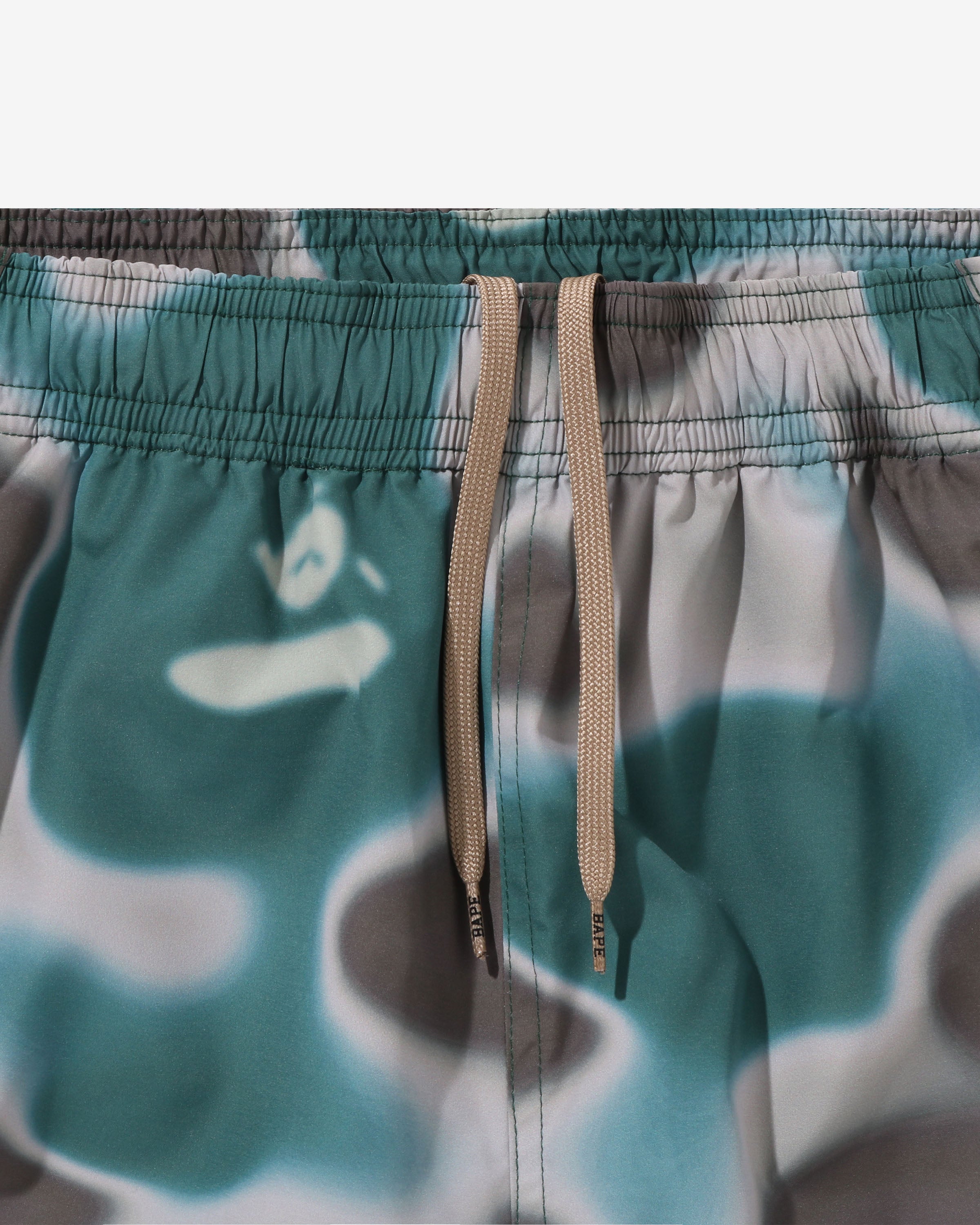 BAPE LIQUID CAMO ONE POINT BEACH SHORTS - OLIVEDRAB