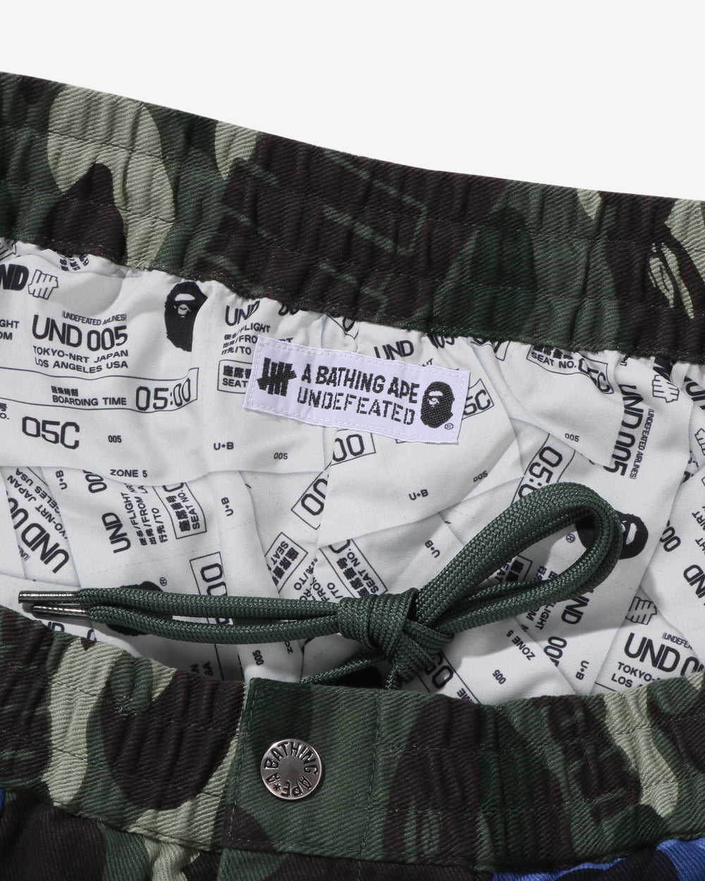 BAPE X UNDEFEATED COLOR CAMO FLANNEL PANTS