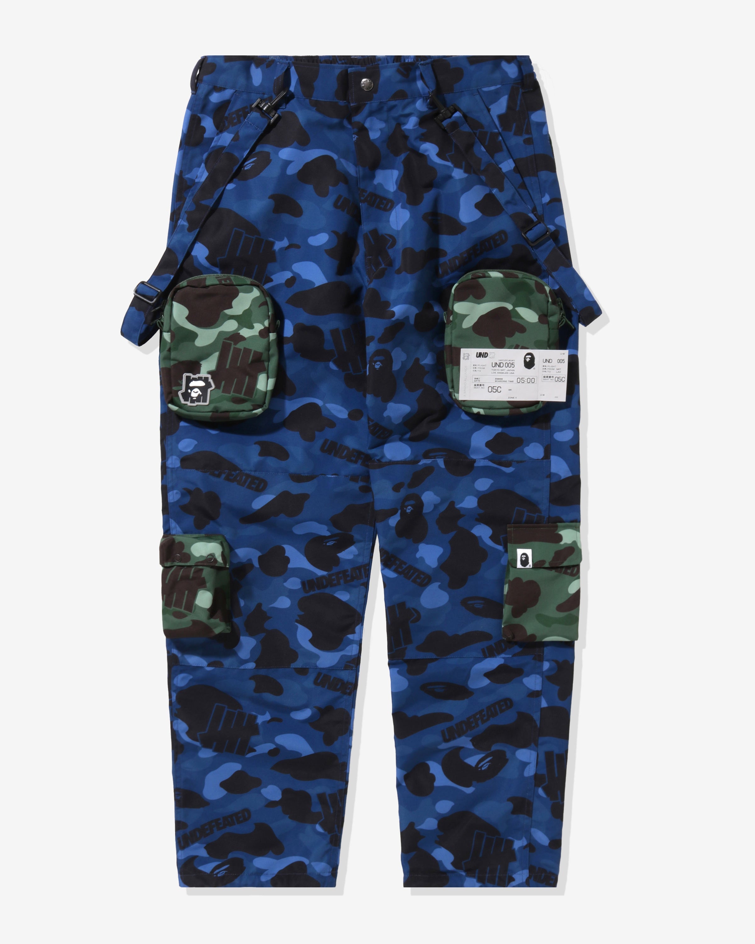 BAPE X UNDEFEATED MULTI POUCH POCKET PANTS - NAVY