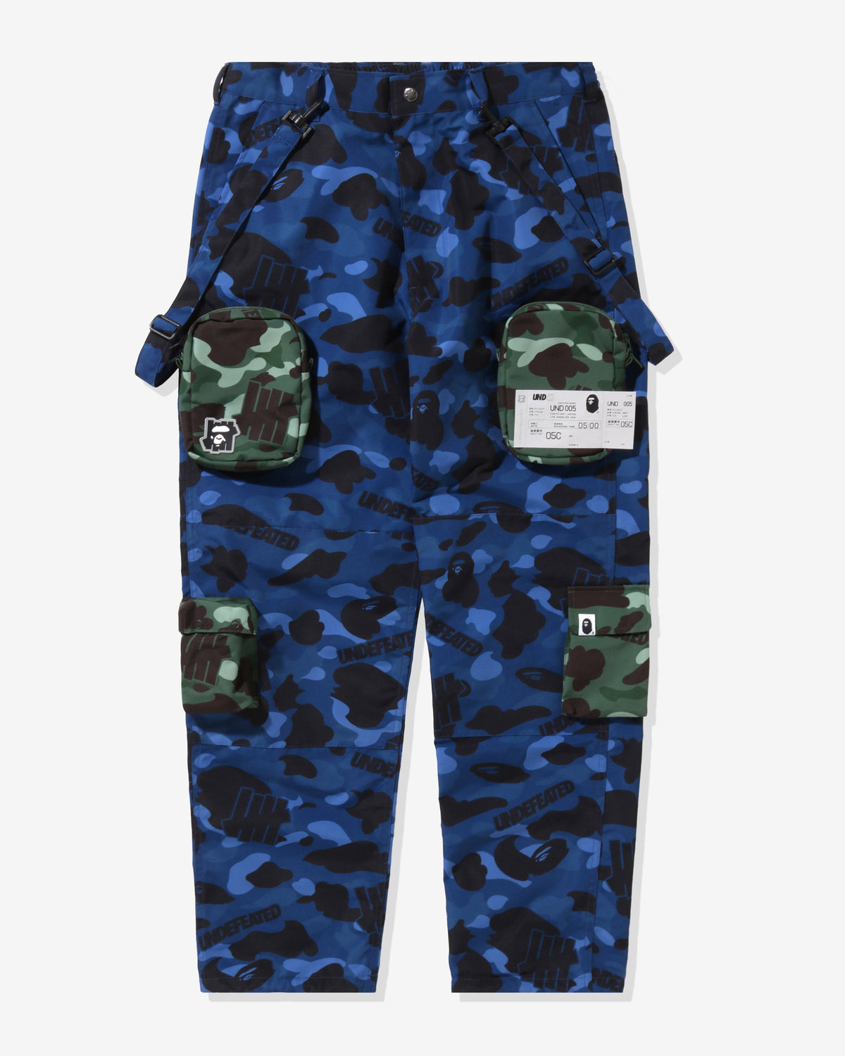 BAPE X UNDEFEATED MULTI POUCH POCKET PANTS - NAVY