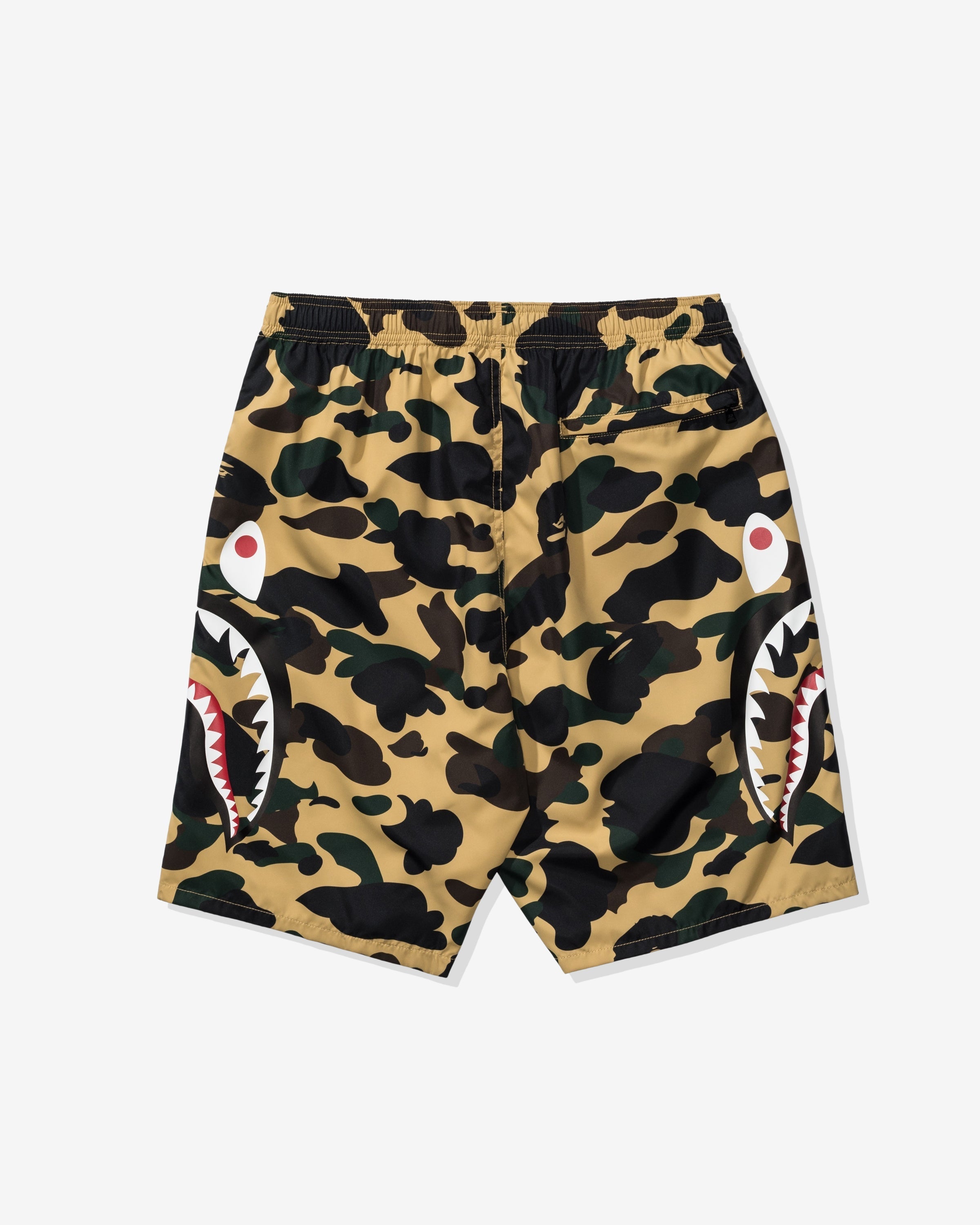 BAPE 1ST CAMO SIDE SHARK BEACH SHORTS - YELLOW