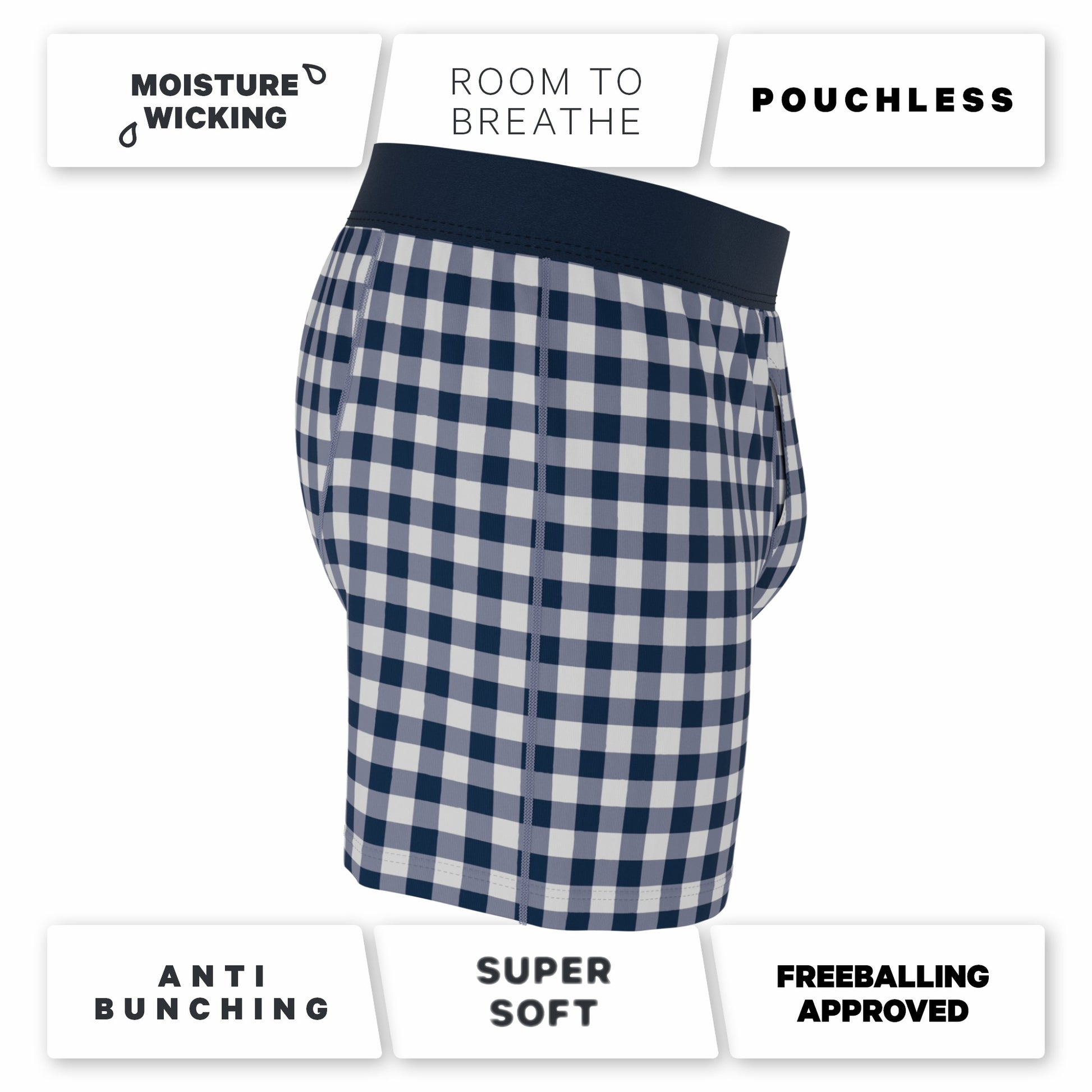 Shinesty Boxer Underwear - Navy Gingham