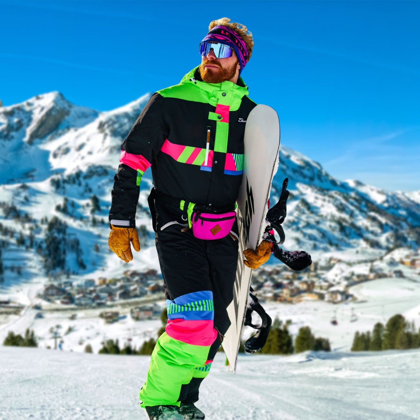Shinesty Ski Onesie - Men's Retro Black