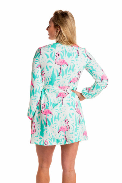 Shinesty Wrap Dress - Flamingos