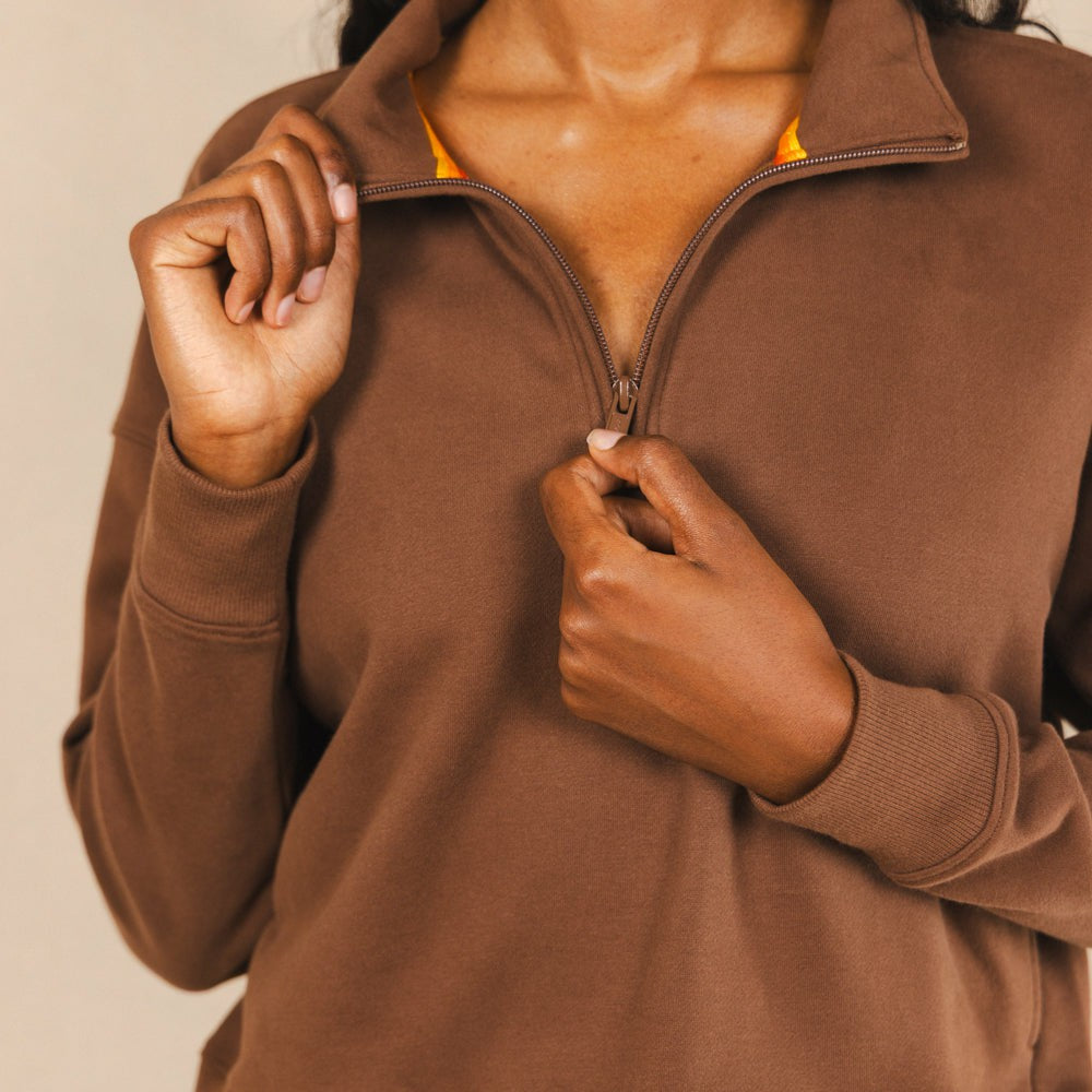 Shinesty WoHalf Zip Hoodie - Brown