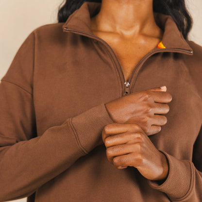 Shinesty WoHalf Zip Hoodie - Brown