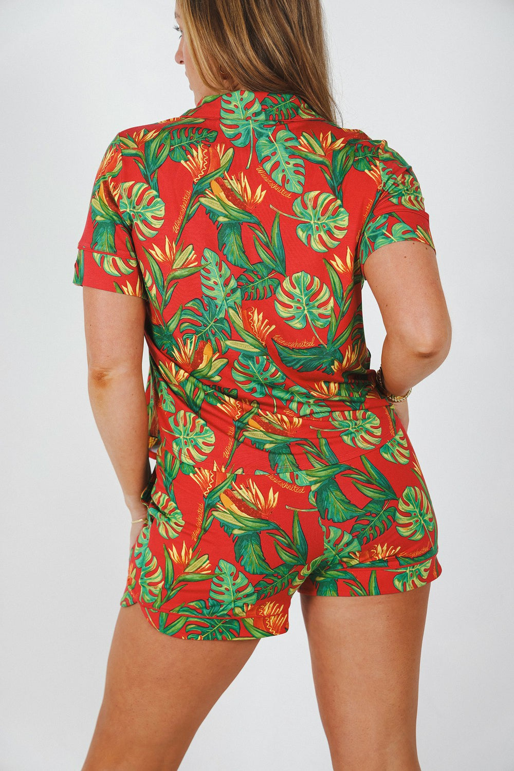 Shinesty Button Down Pajama Shorts & Shirt Set - Shinesty X Wienerschnitzel Tropical