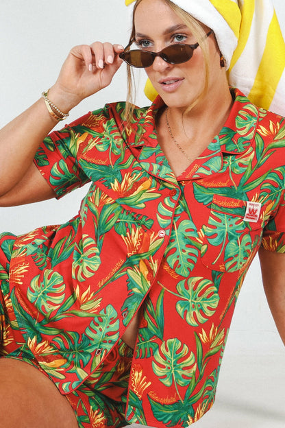 Shinesty Button Down Pajama Shorts & Shirt Set - Shinesty X Wienerschnitzel Tropical