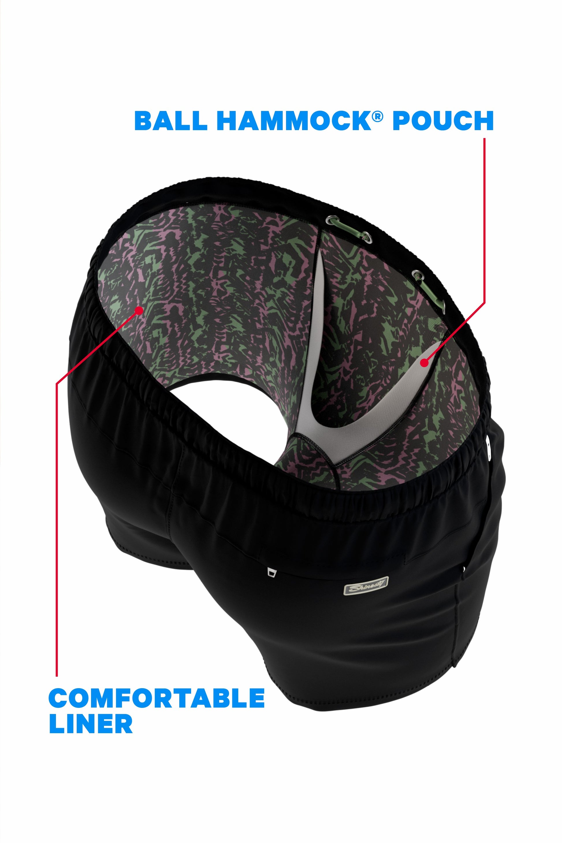 Shinesty Ball Hammock® 5" Swim Trunks - Black and Neon Tribal