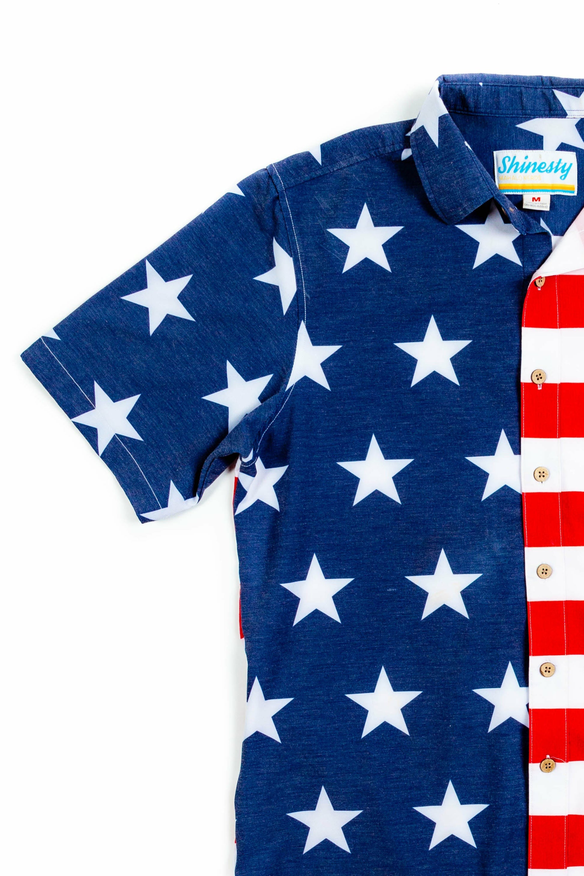 Shinesty Men's Hawaiian Button Up Shirt - Stars and Stripes Hawaiian