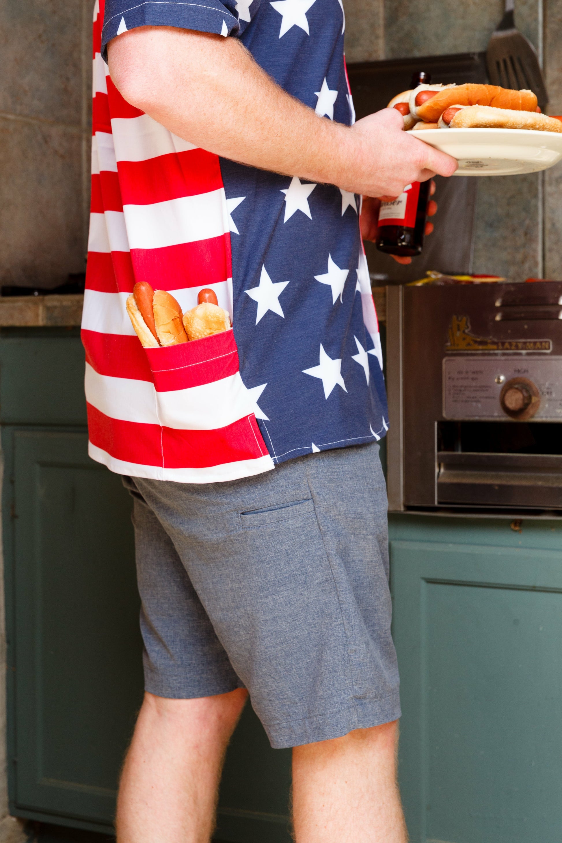 Shinesty Men's Hawaiian Button Up Shirt - Stars and Stripes Hawaiian