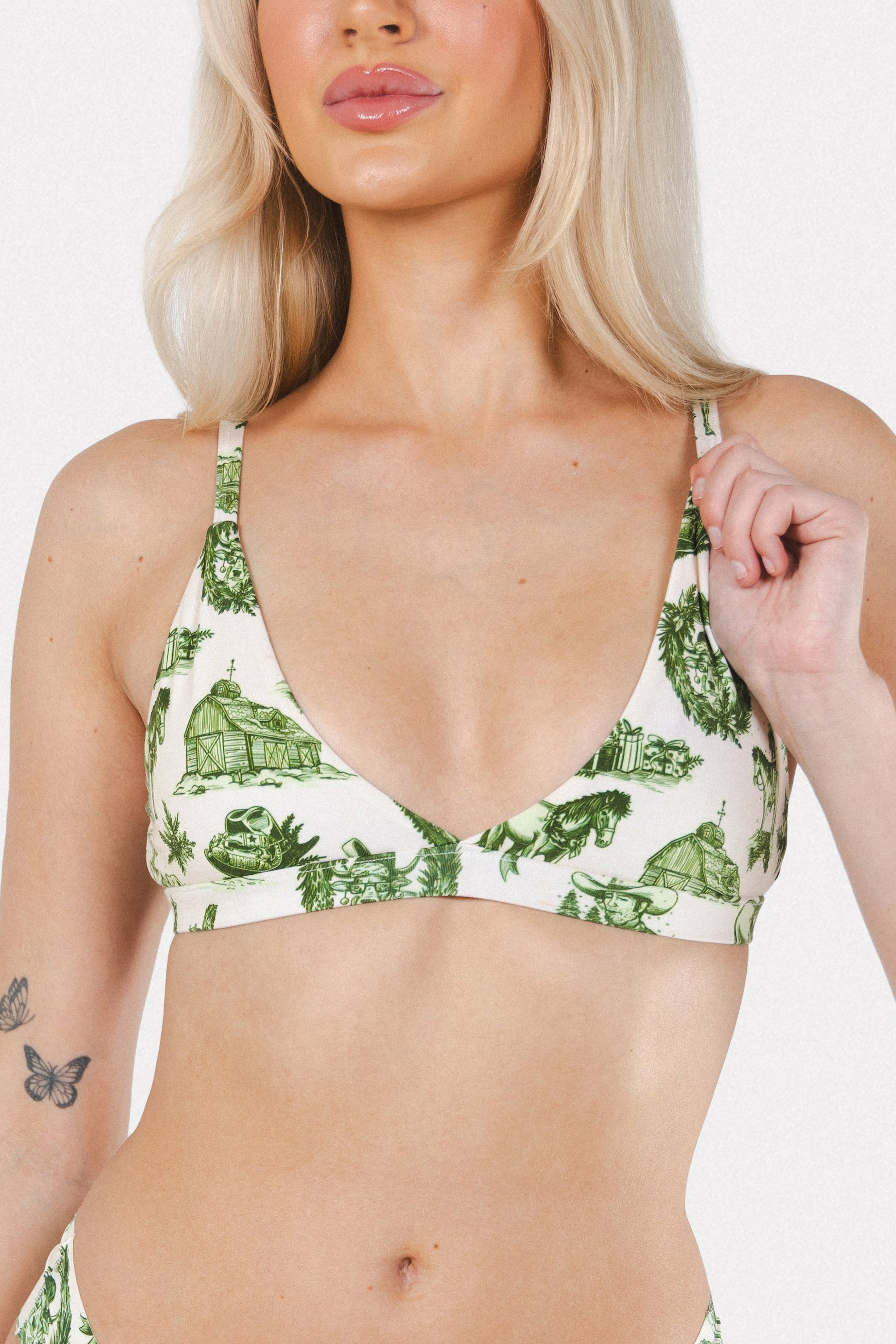 Shinesty Wireless Triangle Bralette - Western Toile