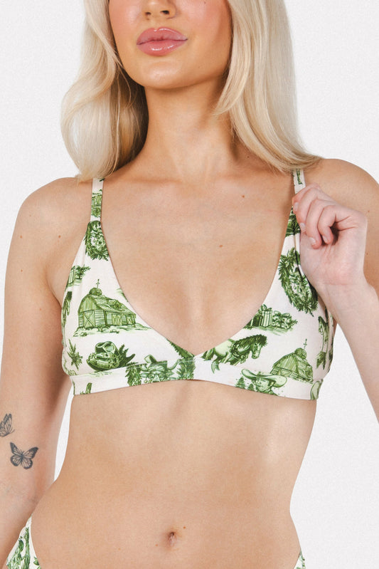 Shinesty Wireless Triangle Bralette - Western Toile