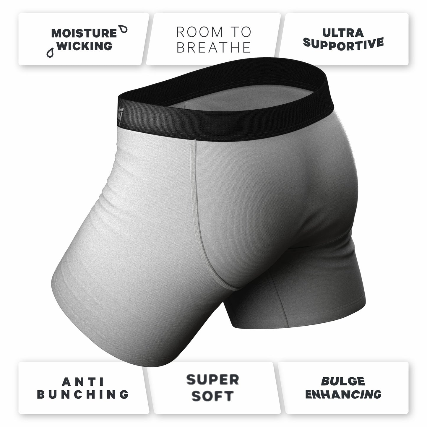 Shinesty Grey Ball Hammock® Pouch Underwear With Fly 5 Pack - The Stormy Sky