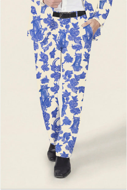 Shinesty Men's Suit Pants - Blue Spring Toile