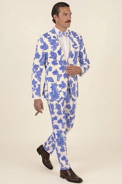 Shinesty Men's Suit Pants - Blue Spring Toile