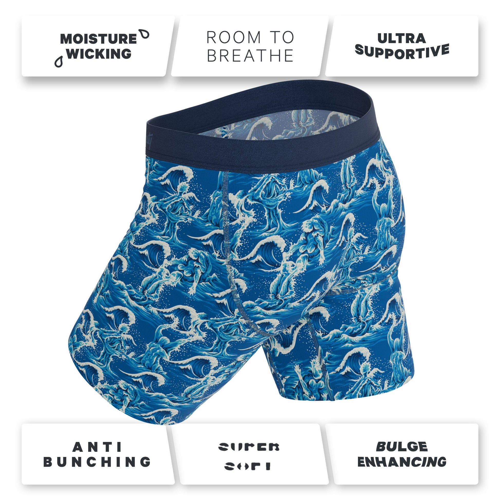 Shinesty Long Leg Ball Hammock® Pouch Boxers With Fly - Naughty Wave