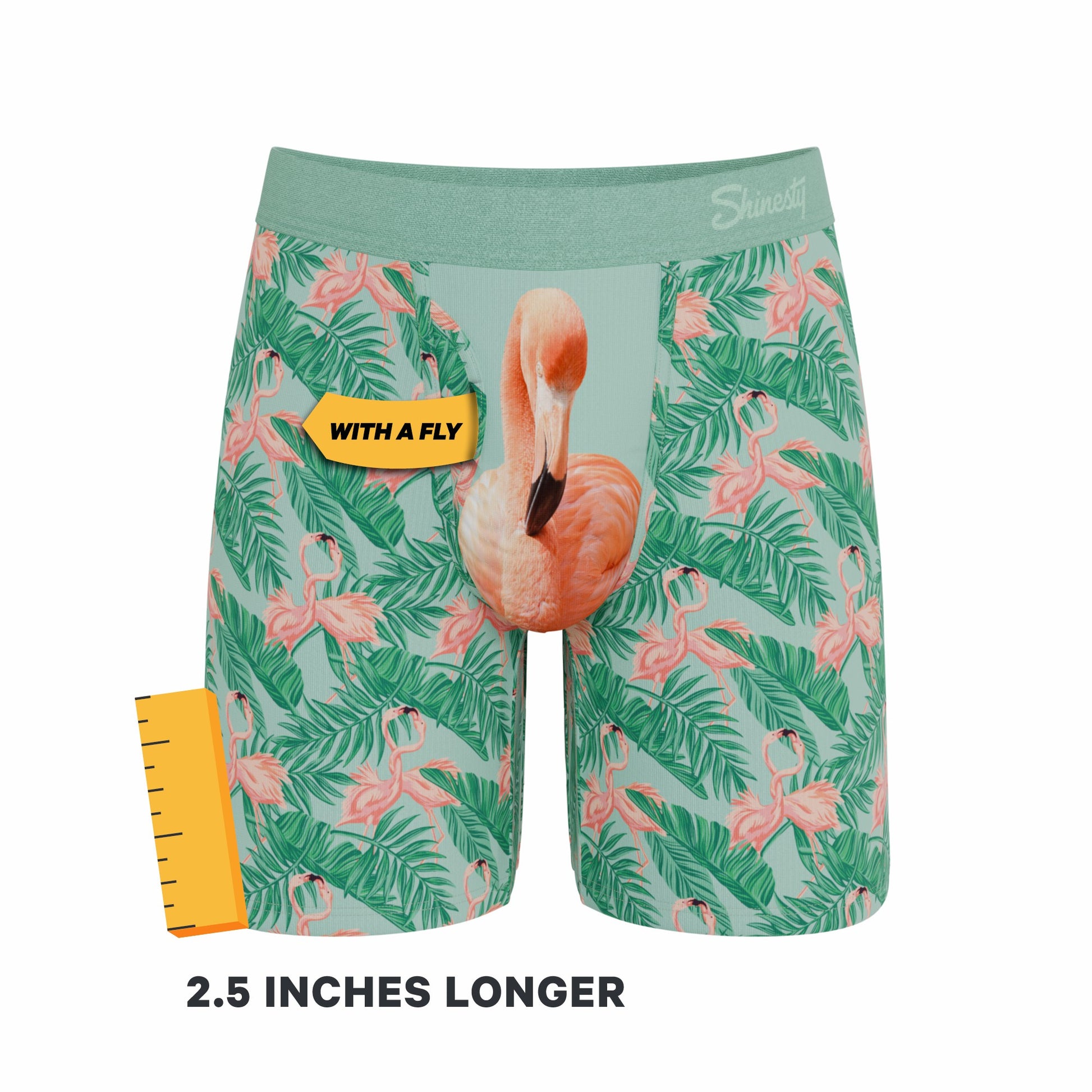 Shinesty Long Leg Ball Hammock® Pouch Boxers With Fly - Flamingo