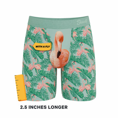 Shinesty Long Leg Ball Hammock® Pouch Boxers With Fly - Flamingo