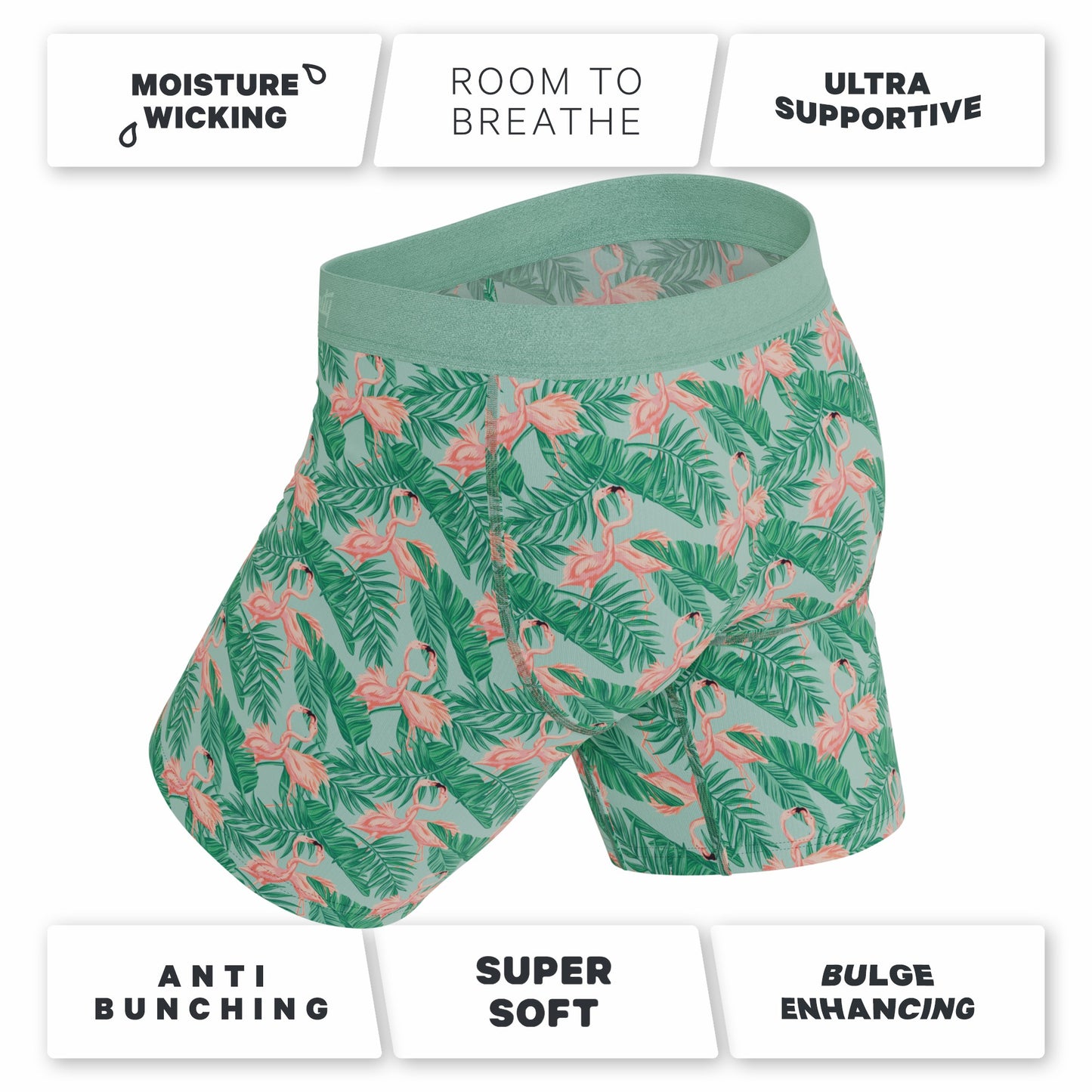 Shinesty Long Leg Ball Hammock® Pouch Boxers With Fly - Flamingo