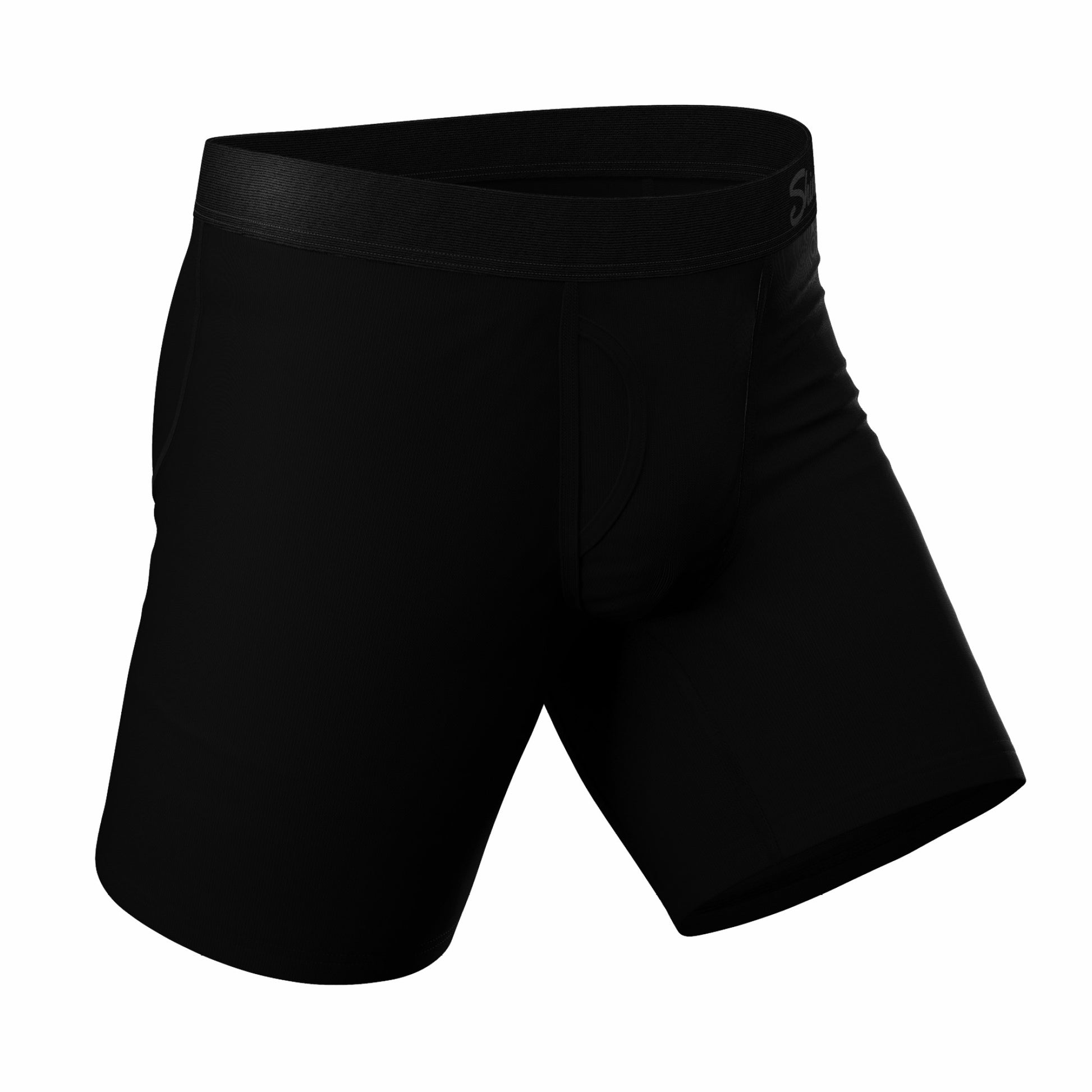 Shinesty Long Leg Ball Hammock® Pouch Boxers With Fly - Black