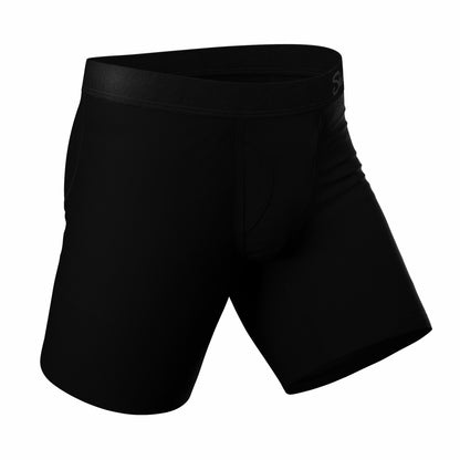 Shinesty Long Leg Ball Hammock® Pouch Boxers With Fly - Black
